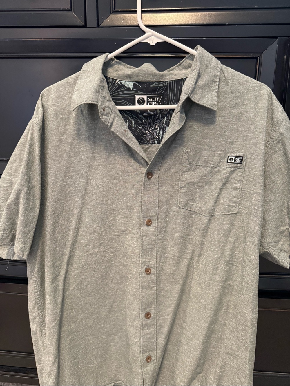 Salty Crew Men's Short-Sleeve Button-Up Shirt in Heather Light Gray